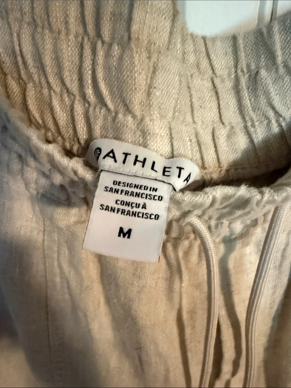 Athleta Women’s Beige Drawstring Linen Wide Leg never worn